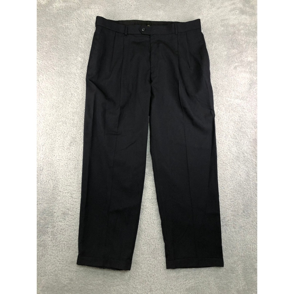 Haggar Dress Pants Men 38x30 Navy NWT Pinstripe Suit Up System Custom Fit